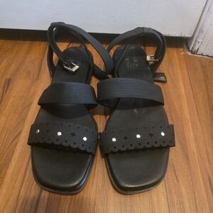 Black Sandals with Silver Accents